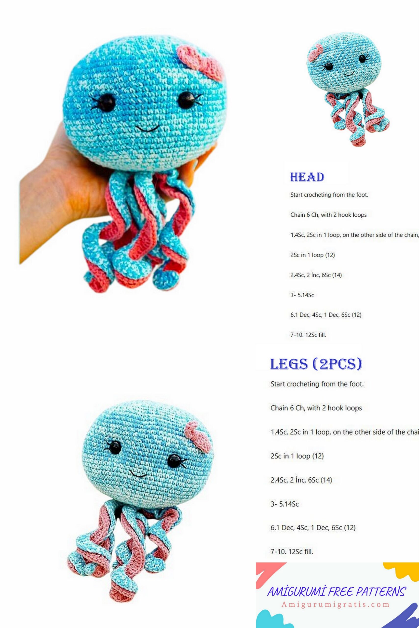 Amigurumi Blue Octopus Free Crochet Pattern – Amigurumi Pattern