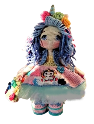 Amigurumi Rainbow Hair Doll  Pattern