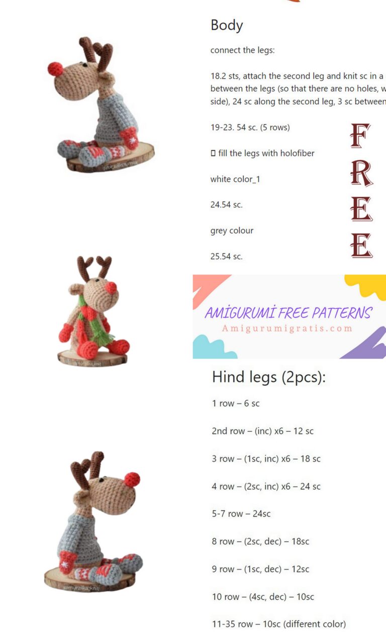 Amigurumi Christmas Deer Free Pattern - Amigurumi Pattern