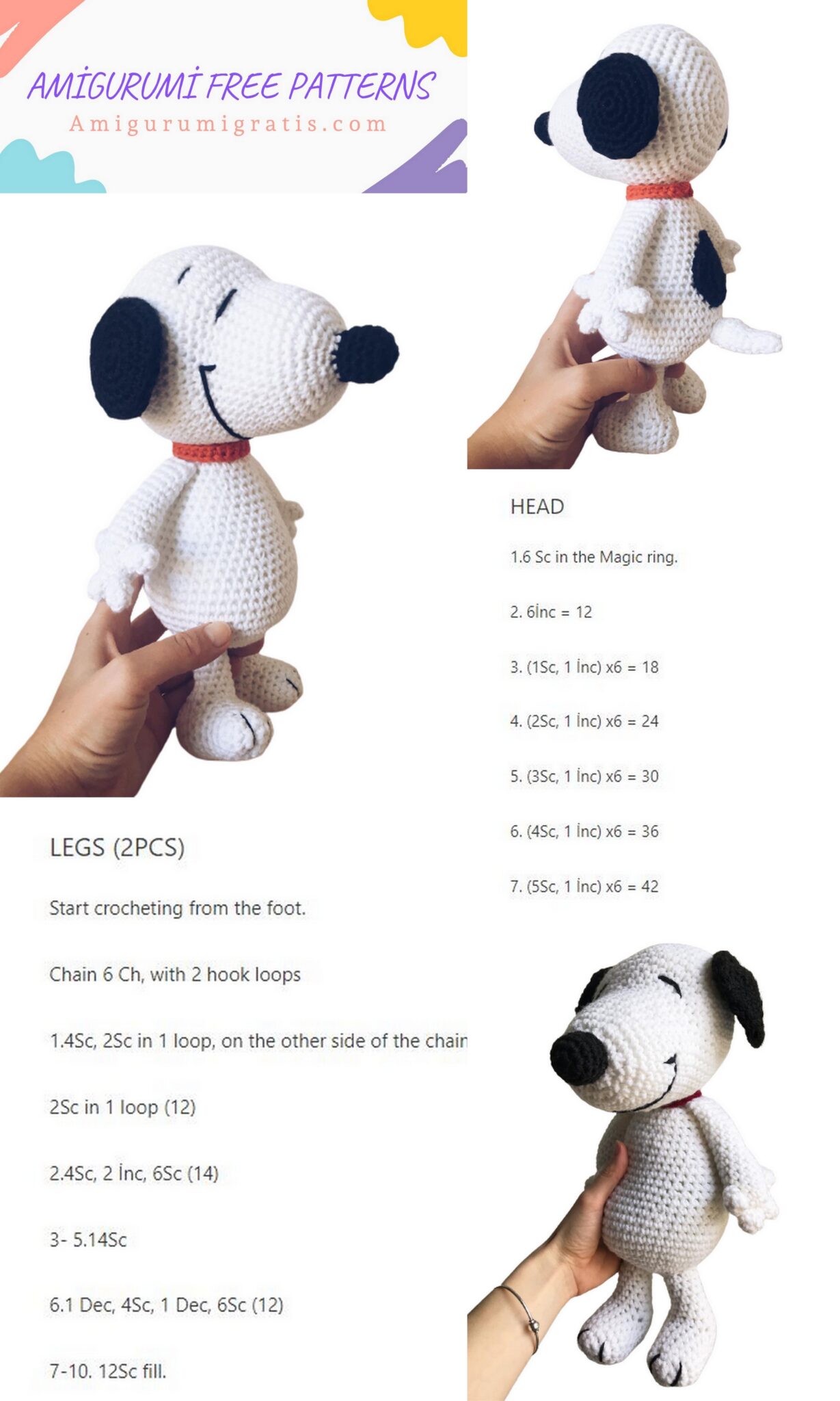 Amigurumi Dog Snoopy Free Pattern – Amigurumi Pattern