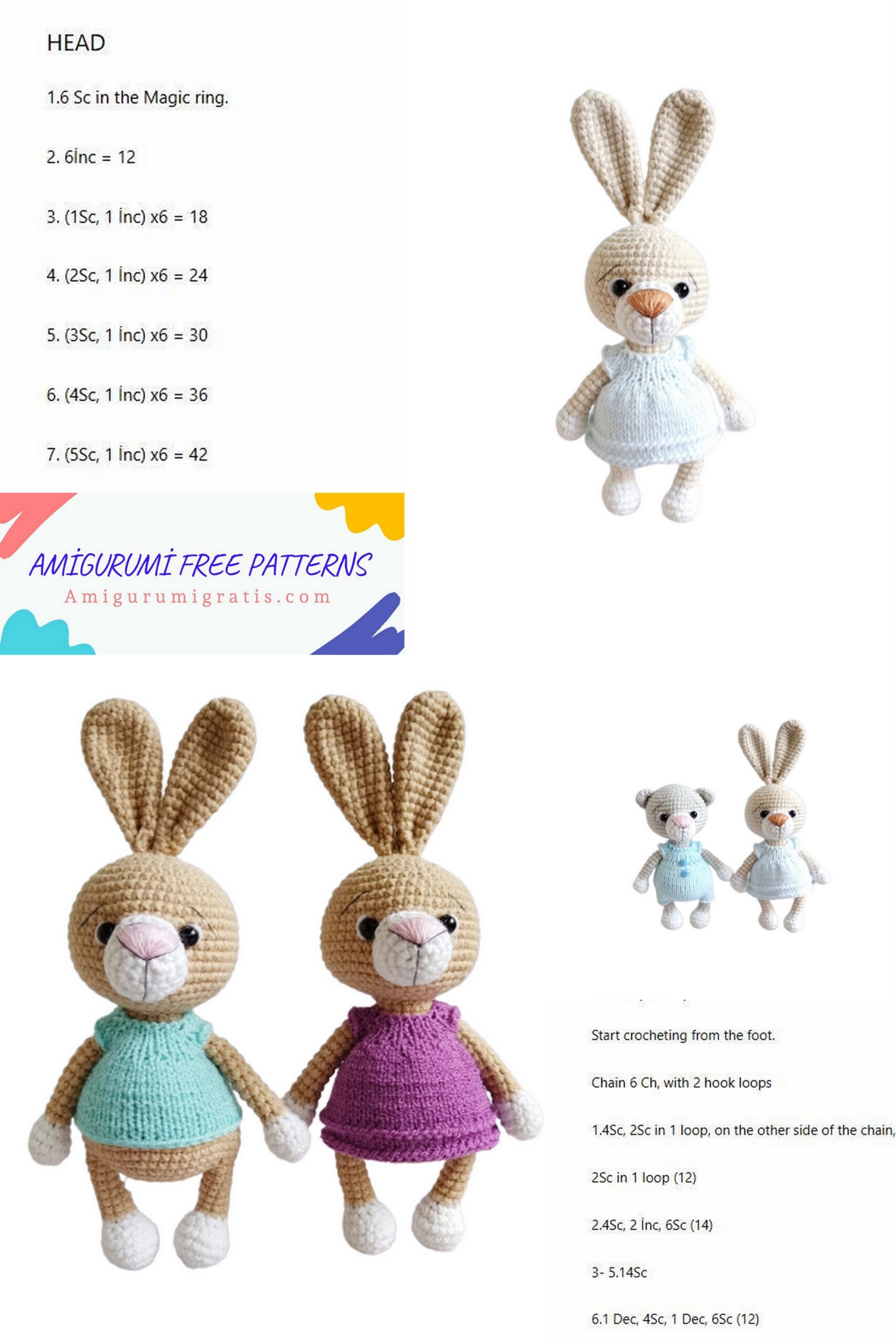 Amigurumi Bunny and Kitten Free Pattern - Amigurumi Pattern