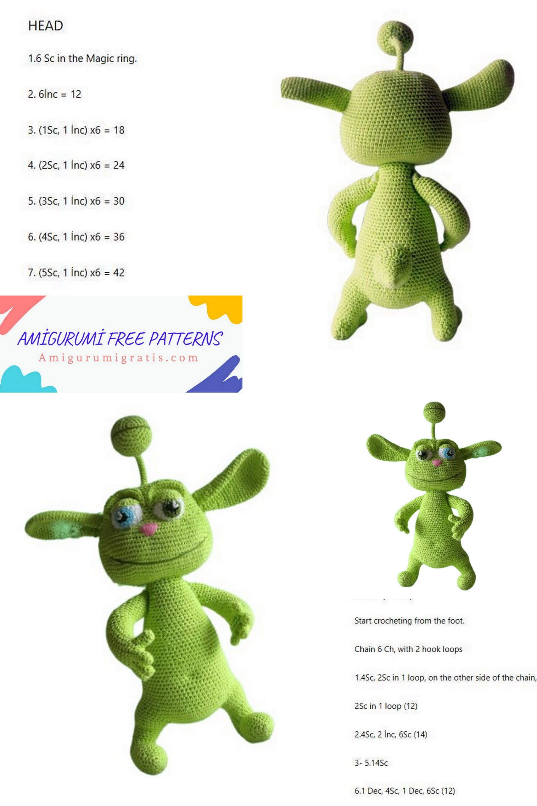 Amigurumi Green Alien Free Pattern – Amigurumi Pattern