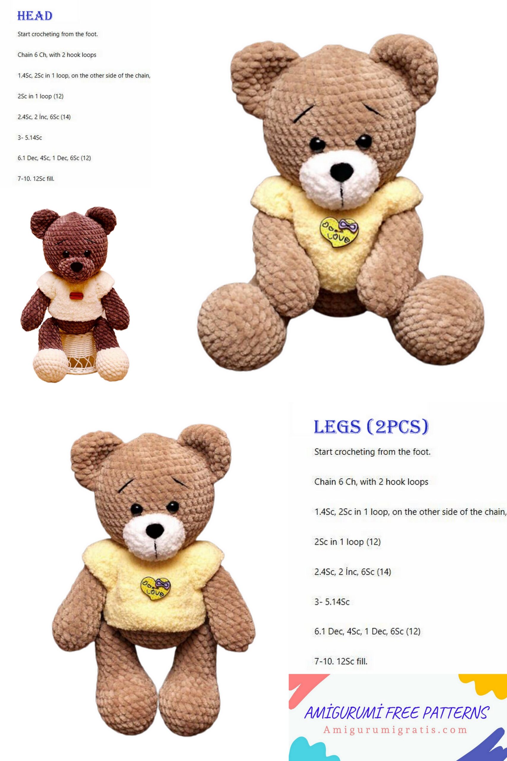 Amigurumi Easy Plush Teddy Bear Pattern Amigurumi Pattern