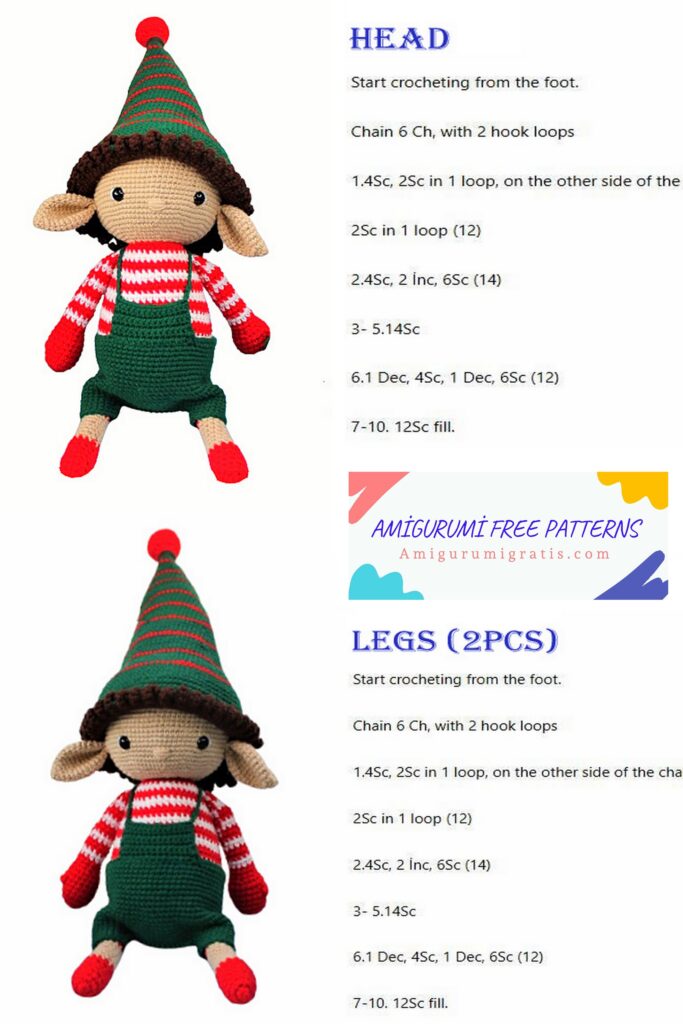 Amigurumi Christmas Elf Doll Free Pattern