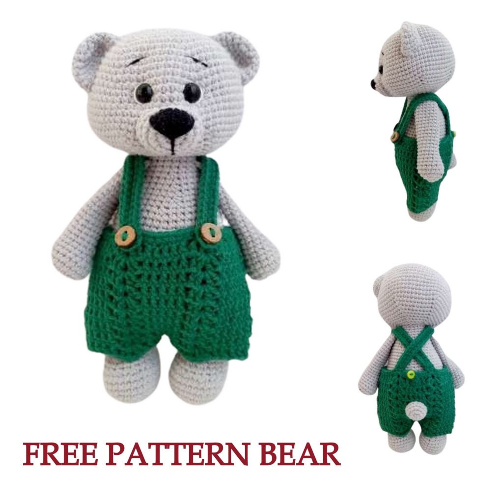 Crochet Bear in overalls Amigurumi Free Pattern