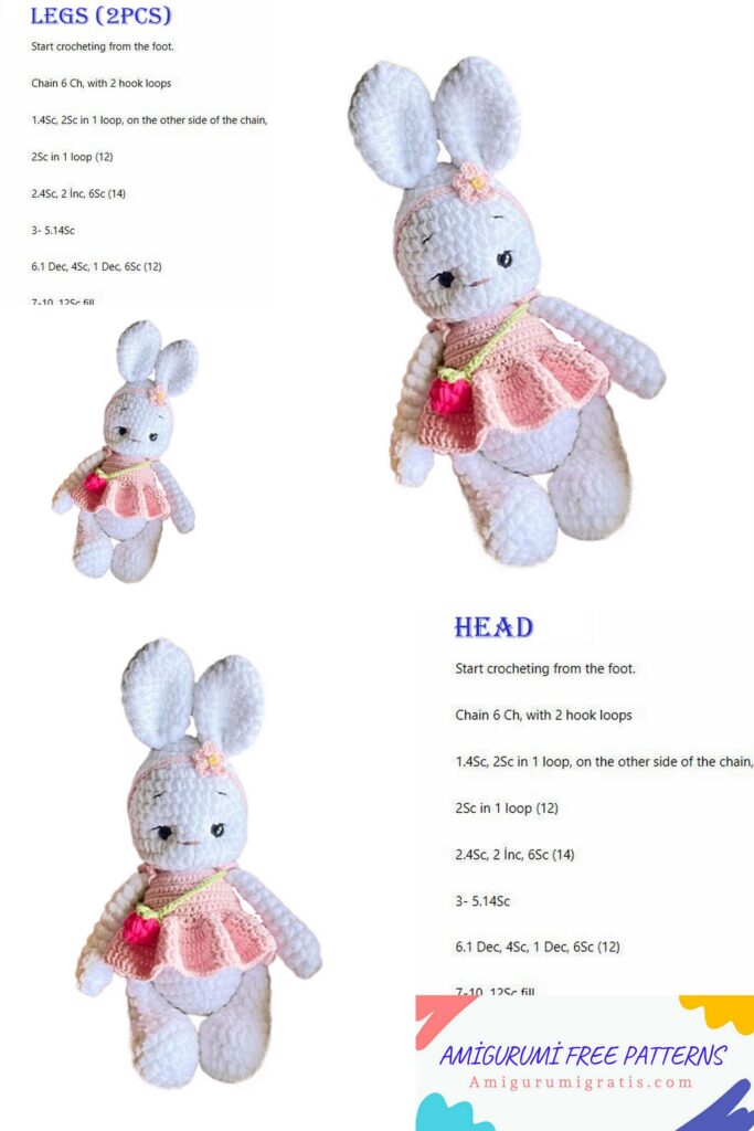Crochet Bunny in overalls Amigurumi Pattern