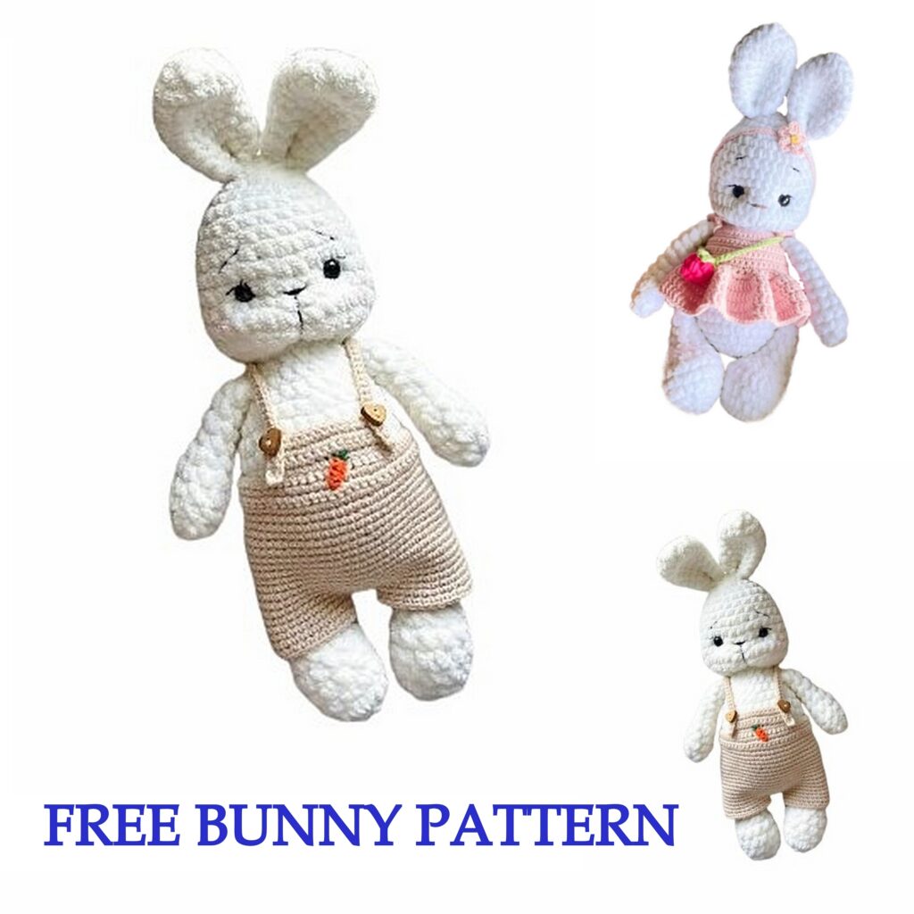 Crochet Bunny in overalls Amigurumi Pattern