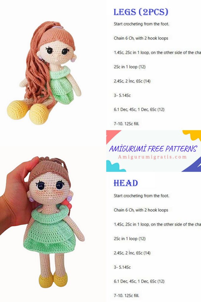 Amigurumi Pattern Monica Doll Free Crochet