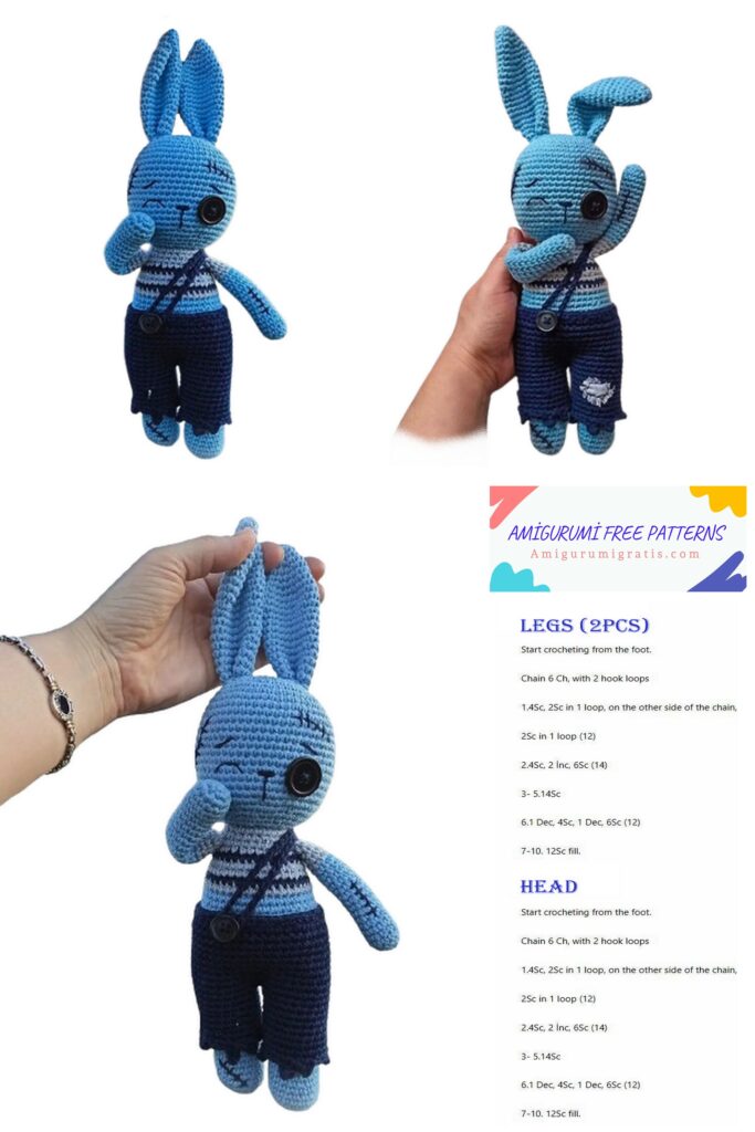 Zombie Crochet Bunny Amigurumi Free Pattern
