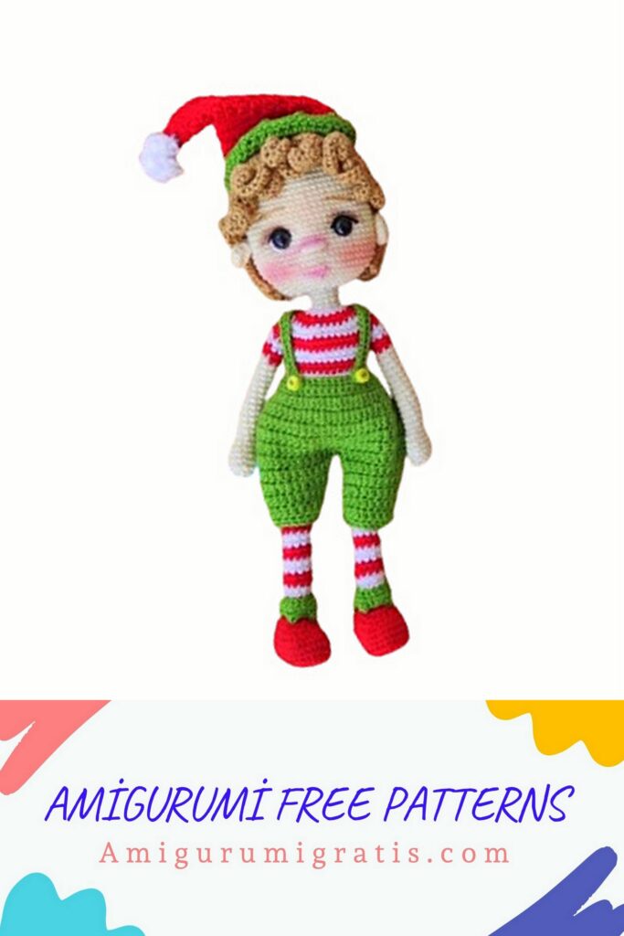 Crochet Christmas Overalls Elf Amigurumi 