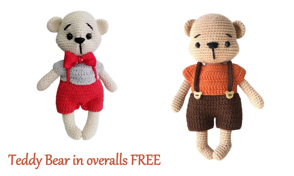 Teddy Bear in overalls Amigurumi Free Pattern