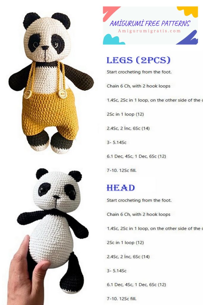 Panda in pants Crochet Pattern